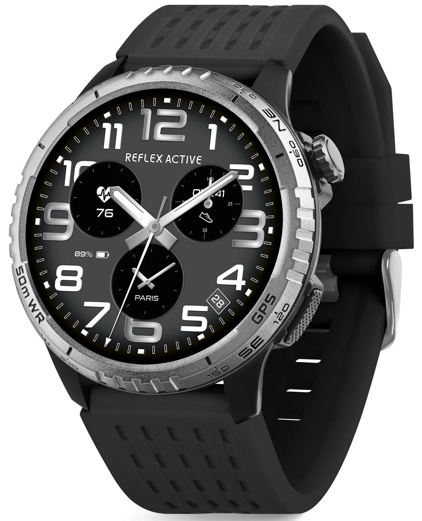 Reflex Active RA400R-5ATM-02 Smartwatch Black Silicon Strap