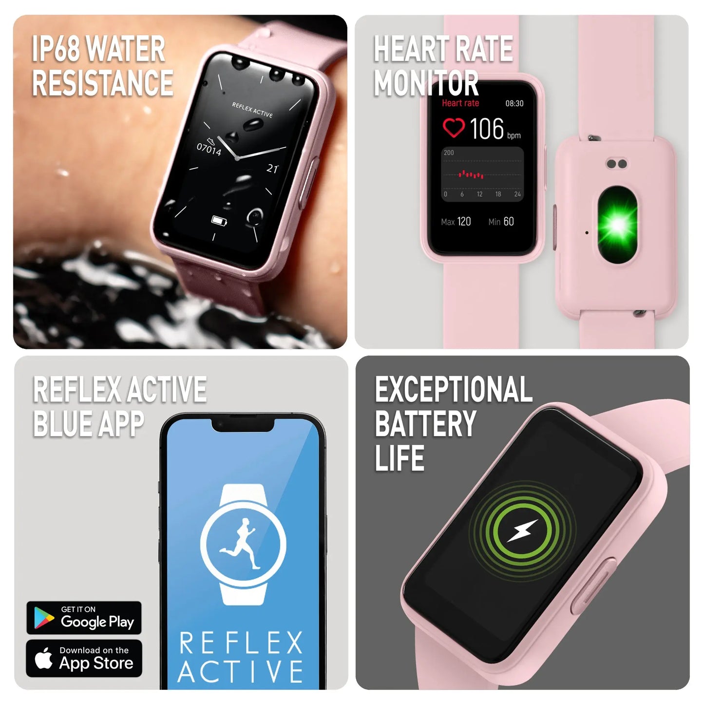 Reflex Active RA49-2222 Smartwatch Pink Silicon Strap