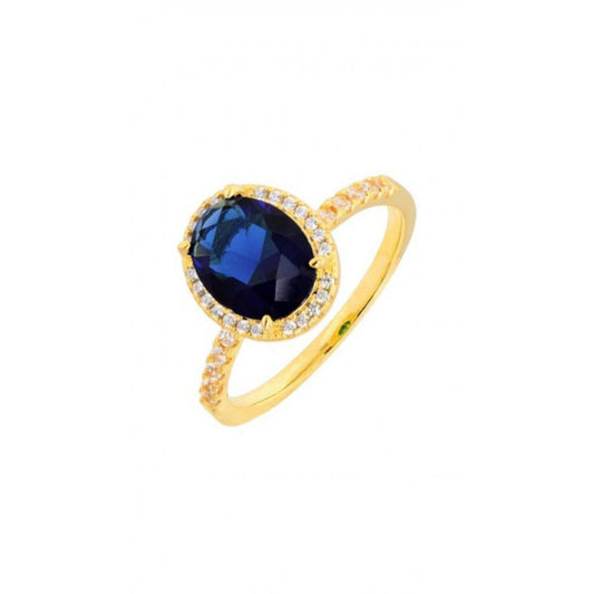 Δαχτυλίδι RG109-3M Ροζέτα Από Επιχρυσωμένο Ασήμι με Μπλε Ζιργκόν