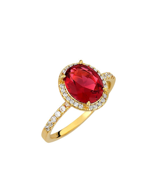 Δαχτυλίδι RG109-3R Ροζέτα Από Επιχρυσωμένο Ασήμι με Κόκκινο Ζιργκόν