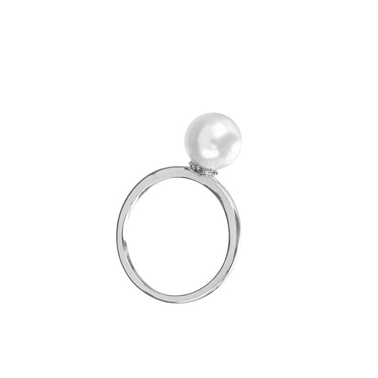 Δαχτυλίδι RG150-1 Μονόπετρο Από Επιπλατινωμένο Ασήμι με Πέρλα