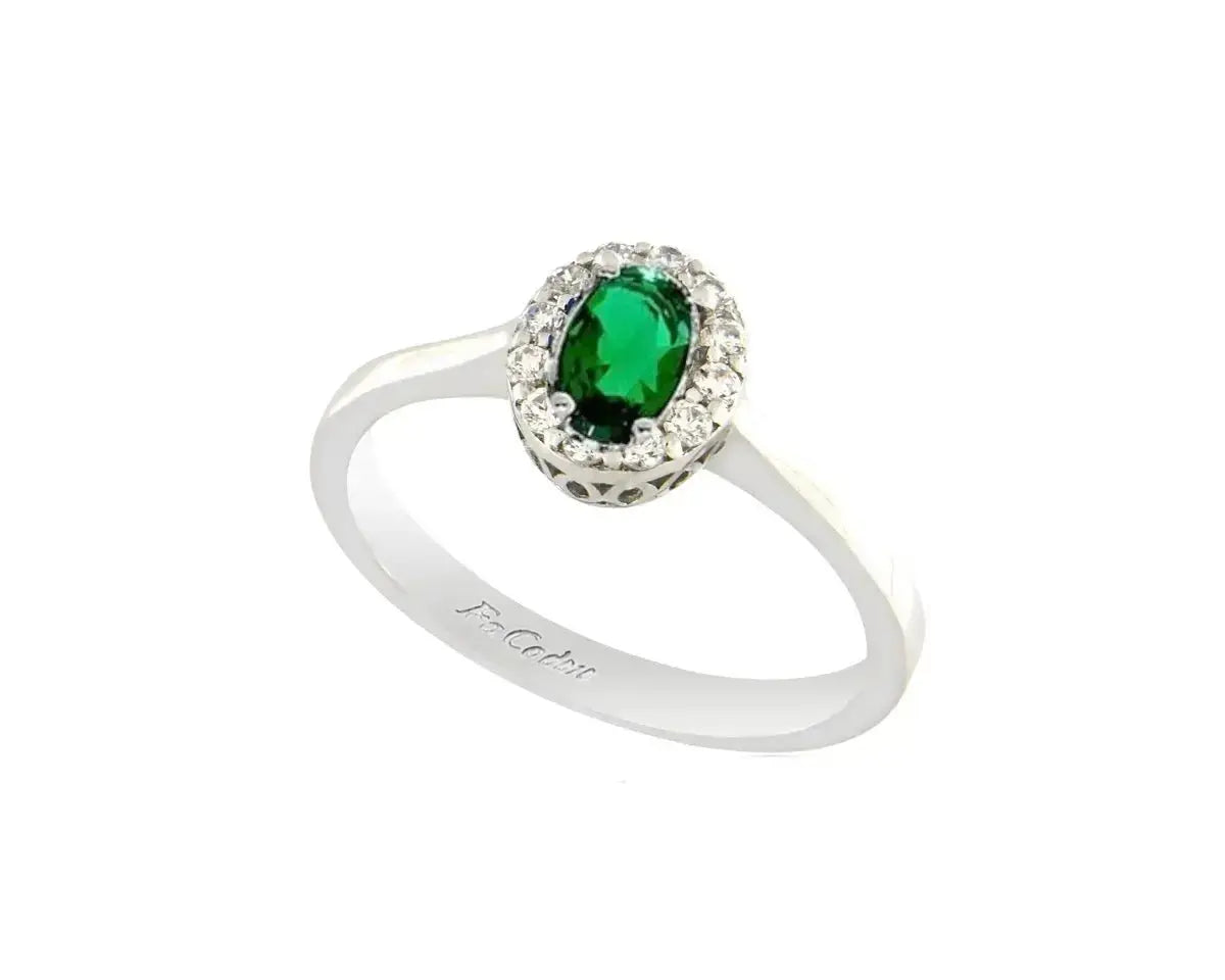 FaCad'oro RI-2479-14 Ροζέτα από Λευκόχρυσο 14ct με Πράσινο Ζιργκόν