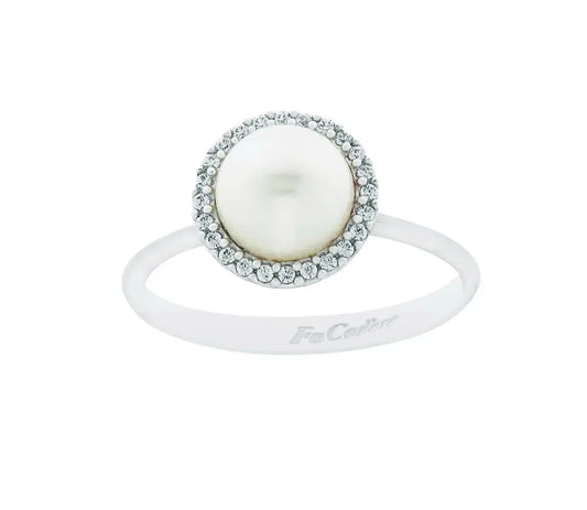 FaCad'oro RI-426-14 Ροζέτα από Λευκόχρυσο 14ct με Πέρλα και Ζιργκόν