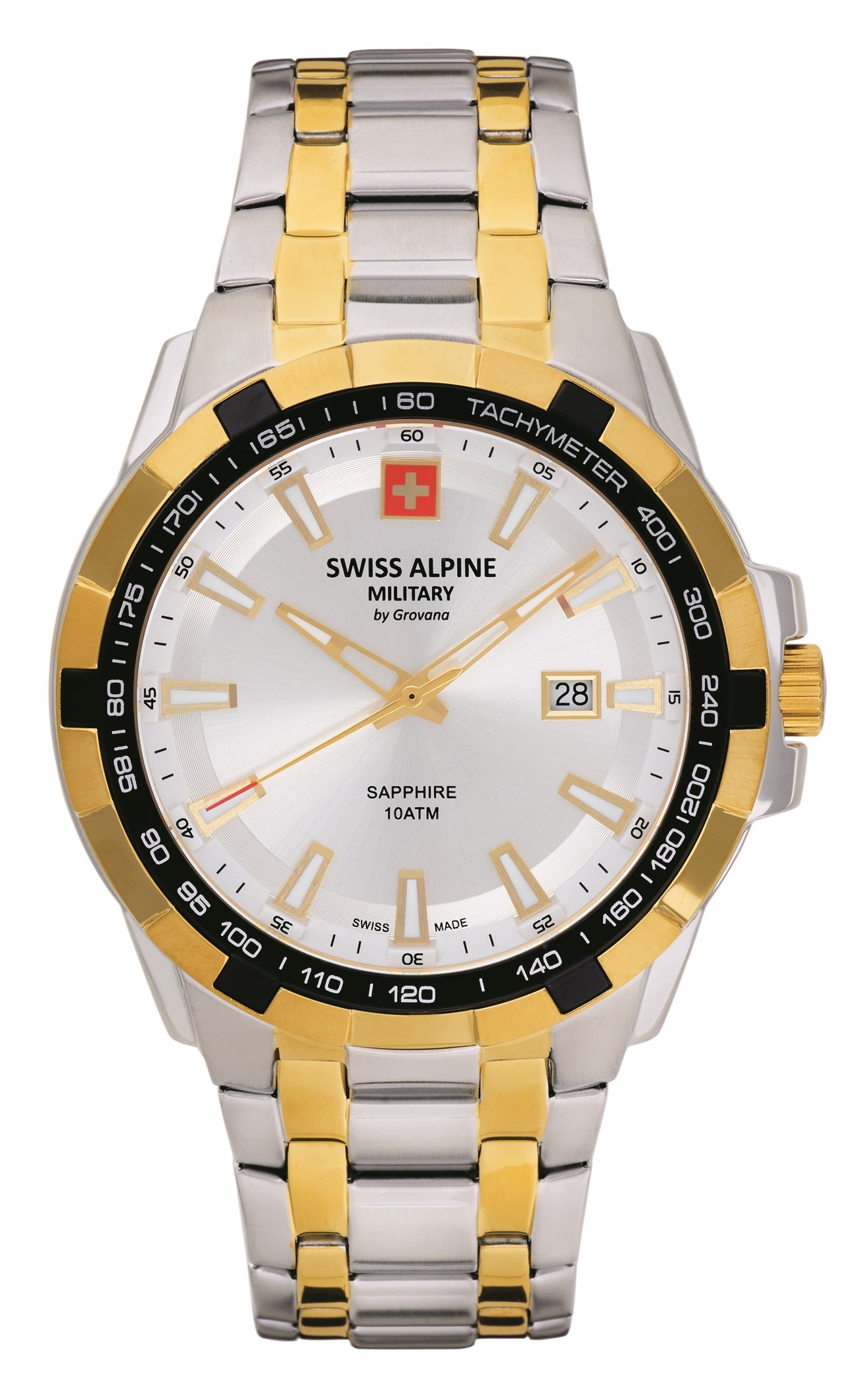 SWISS ALPINE MILITARY SAM7044.1242 Star Fighter Two Tone Stainless Steel Bracelet