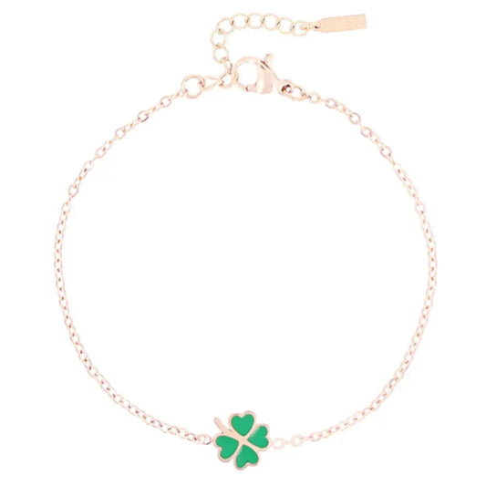 OOZOO Jewellery SB-1038 Βραχιόλι Clover από Ροζ Επιχρυσωμένο Ατσάλι