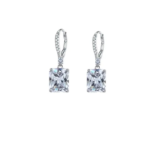 Σκουλαρίκια SC022-1 Ροζέτες από Επιπλατινωμένο Ασήμι με Ζιργκόν