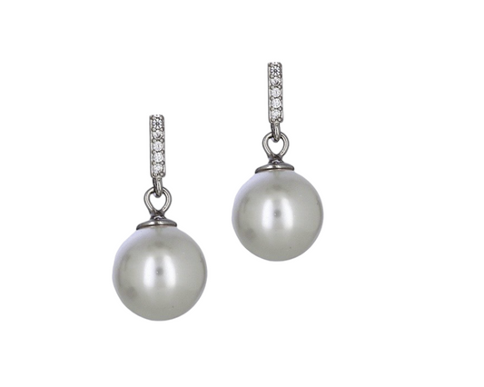 Earrings UN/SC047 In Platinum Plated Silver with Pearl