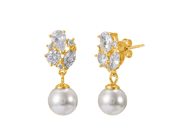 Earrings UN/SC047 In Platinum Plated Silver with Pearl