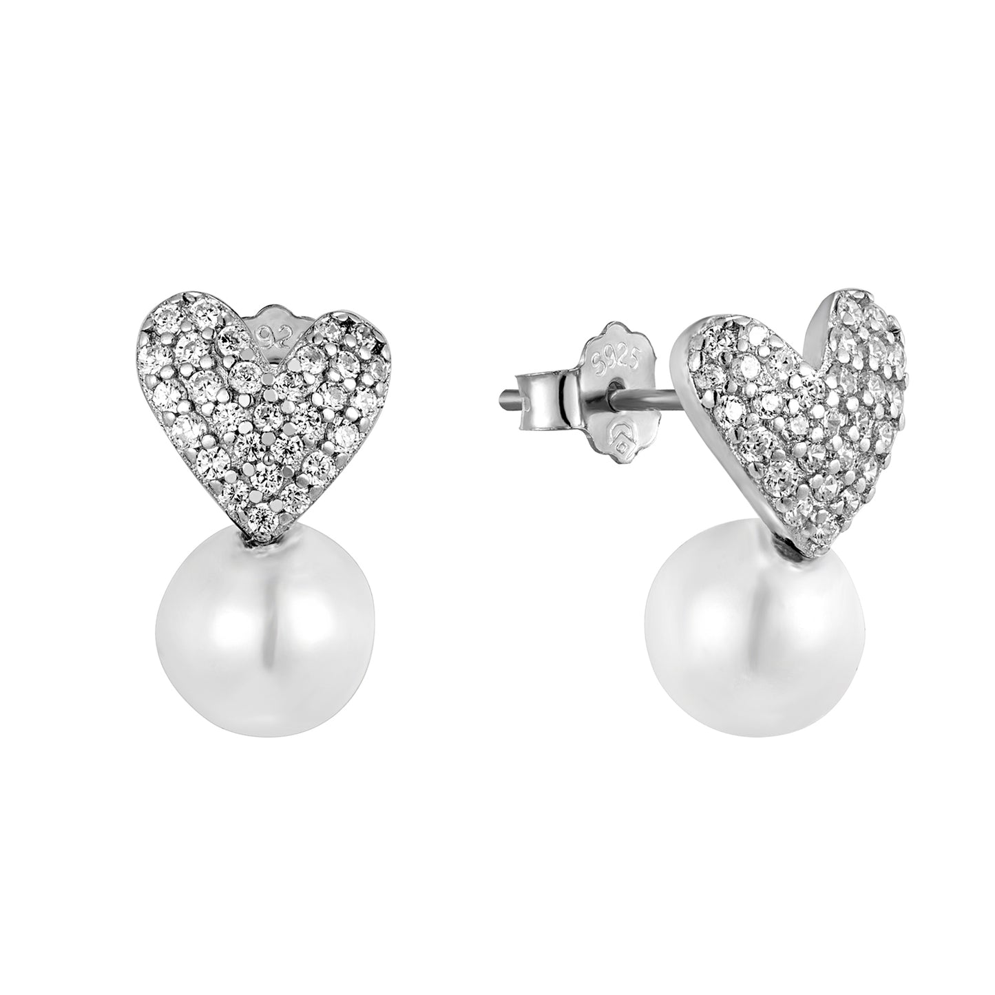 Earrings UN/SC047 In Platinum Plated Silver with Pearl