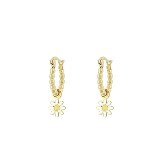 OOZOO Jewellery SE-3016 Σκουλαρίκια Από Επιχρυσωμένο Ατσάλι με Μαργαρίτες