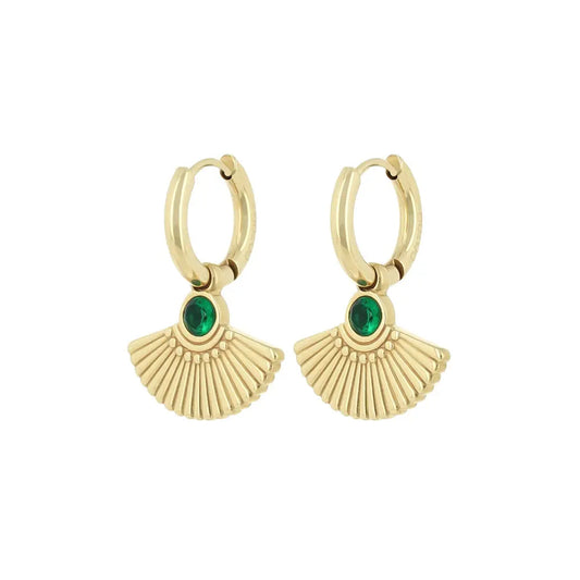OOZOO Jewellery SE-3037 Σκουλαρίκια Από Επίχρυσο Ατσάλι με Πράσινα Ζιργκόν