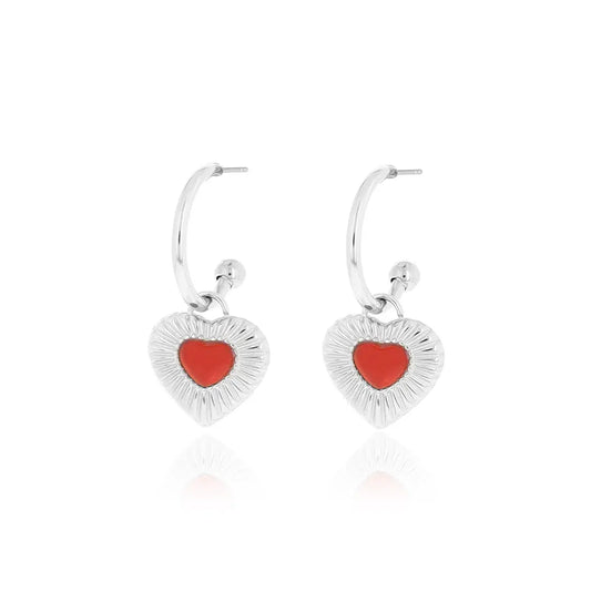 OOZOO Jewellery SE-3058 Σκουλαρίκια Από Ατσάλι με Καρδιές