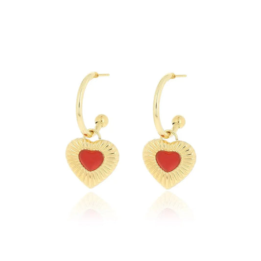 OOZOO Jewellery SE-3059 Σκουλαρίκια Από Επιχρυσωμένο Ατσάλι με Καρδιές