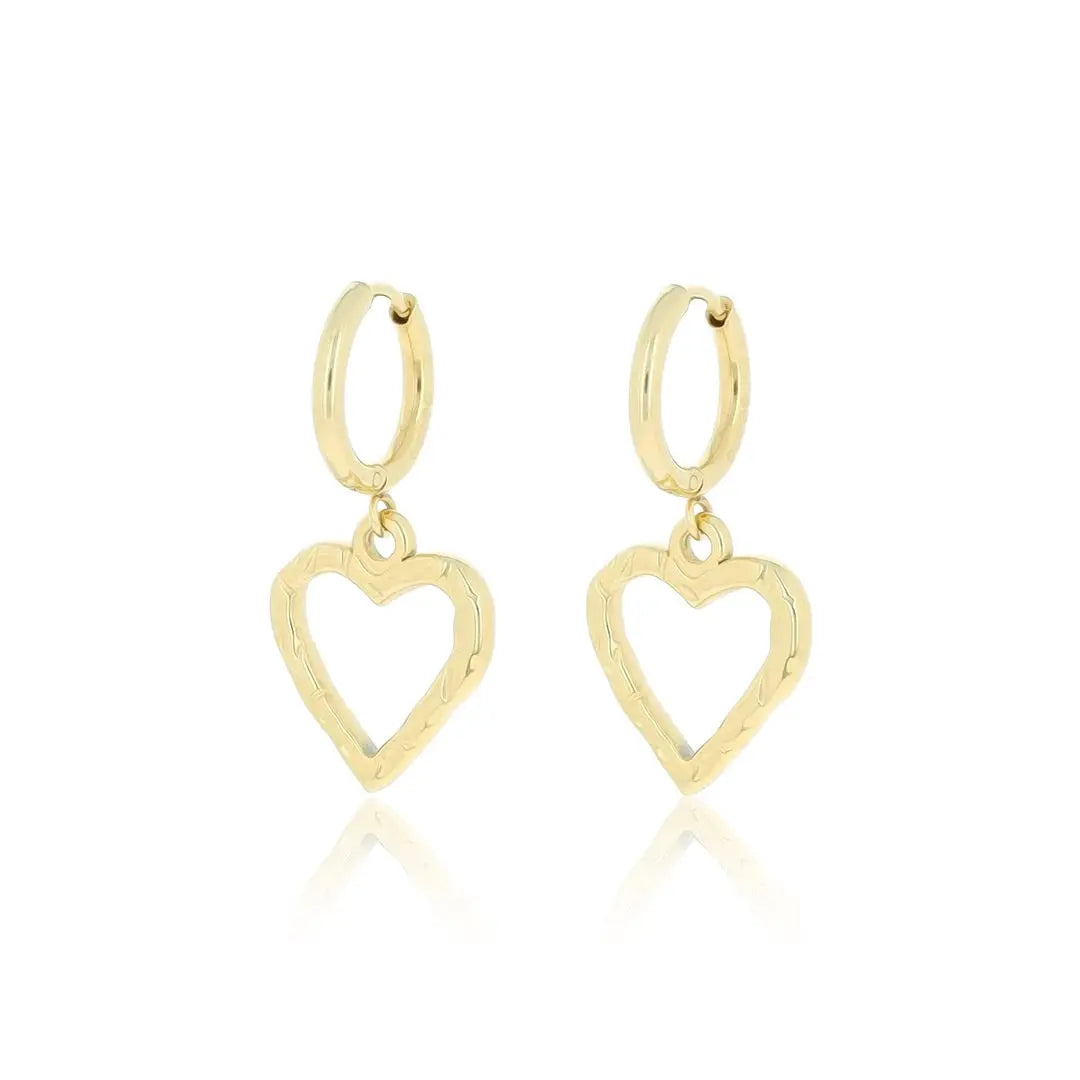 OOZOO Jewellery SE-3071 Σκουλαρίκια Από Επιχρυσωμένο Ατσάλι με Καρδιές