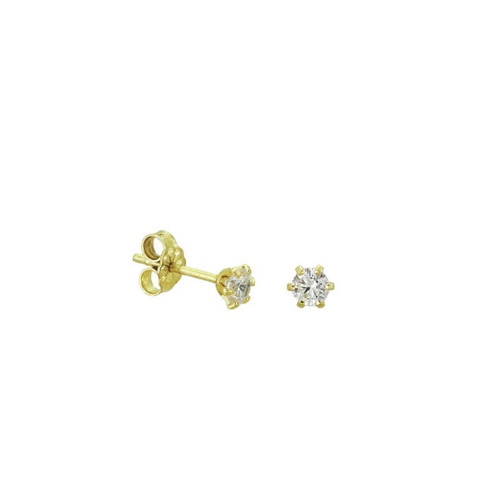 SK260MW-3 Single Stone Earrings in K9 White Gold