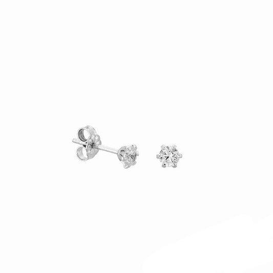 SK260MW-3 Single Stone Earrings in K9 White Gold