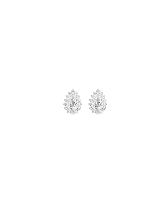 Σκουλαρίκια SK500W Ροζέτα Δάκρυ από Επιπλατινωμένο Ασήμι με Ζιργκόν