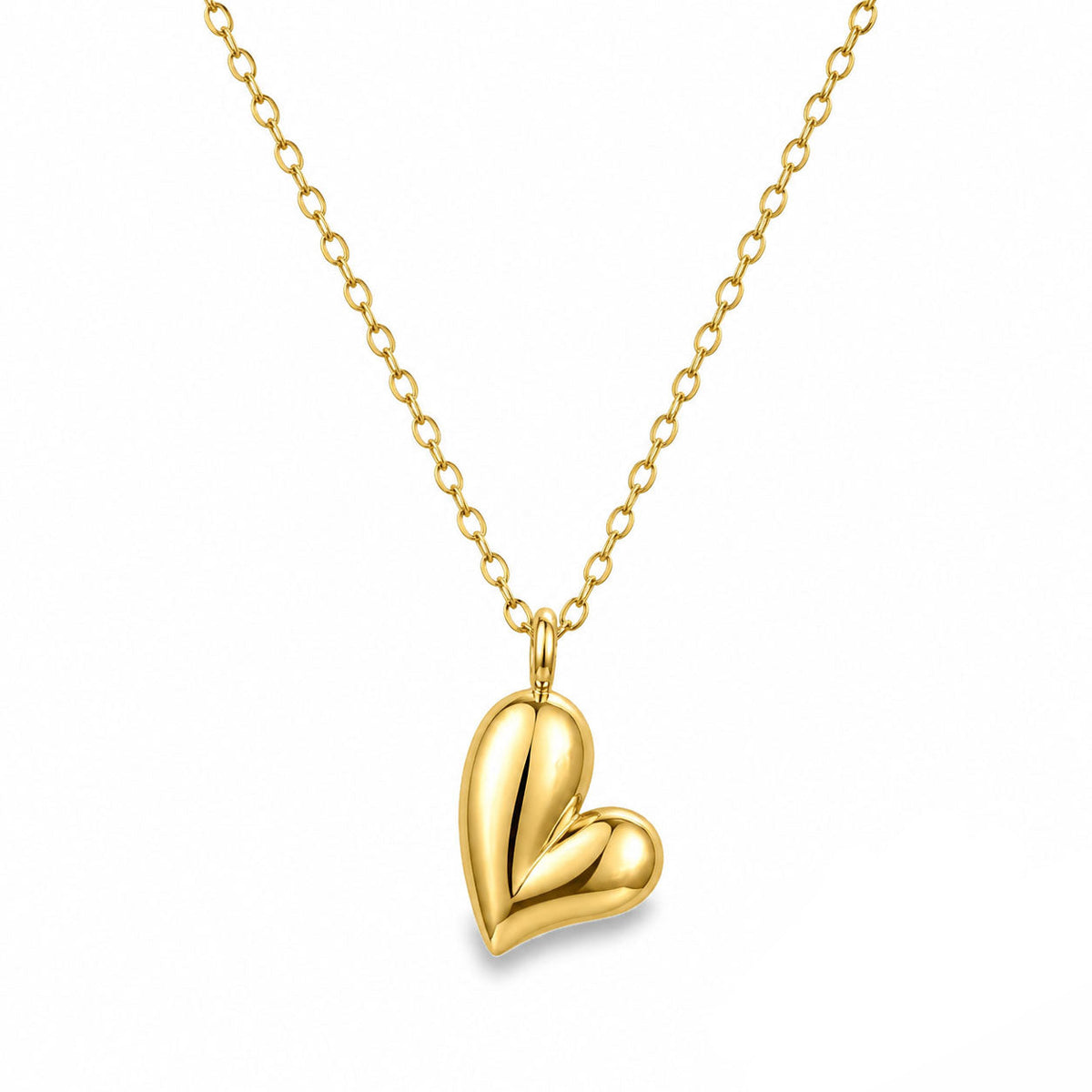 GM220W Zircon Heart Necklace In Platinum Plated Silver