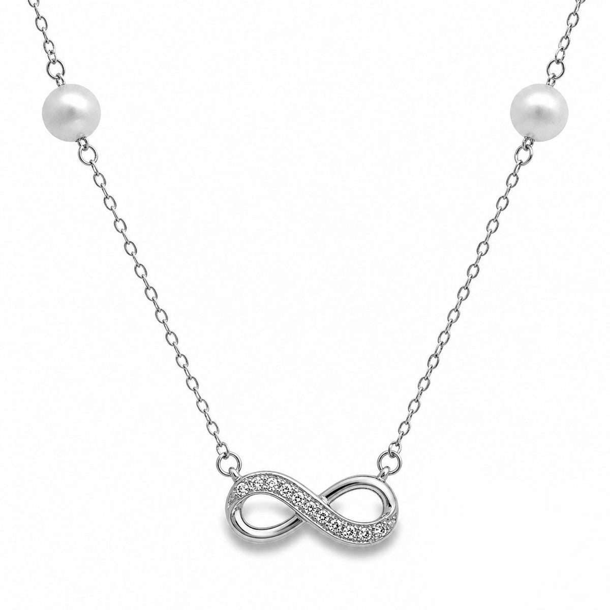 GM220W Zircon Heart Necklace In Platinum Plated Silver
