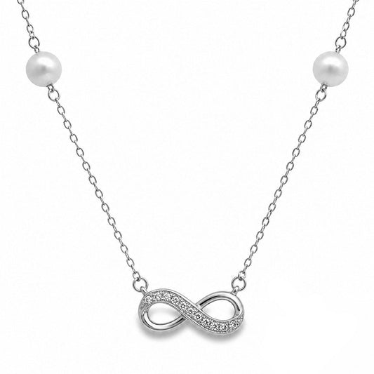 GM220W Zircon Heart Necklace In Platinum Plated Silver
