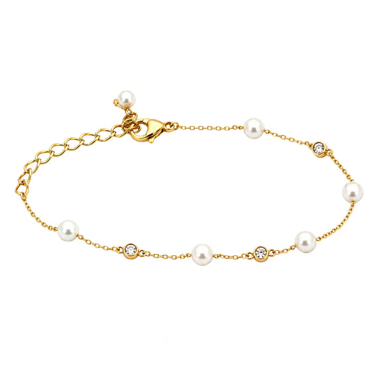 N00965G Riviera Stainless Steel Bracelet with Zirconia