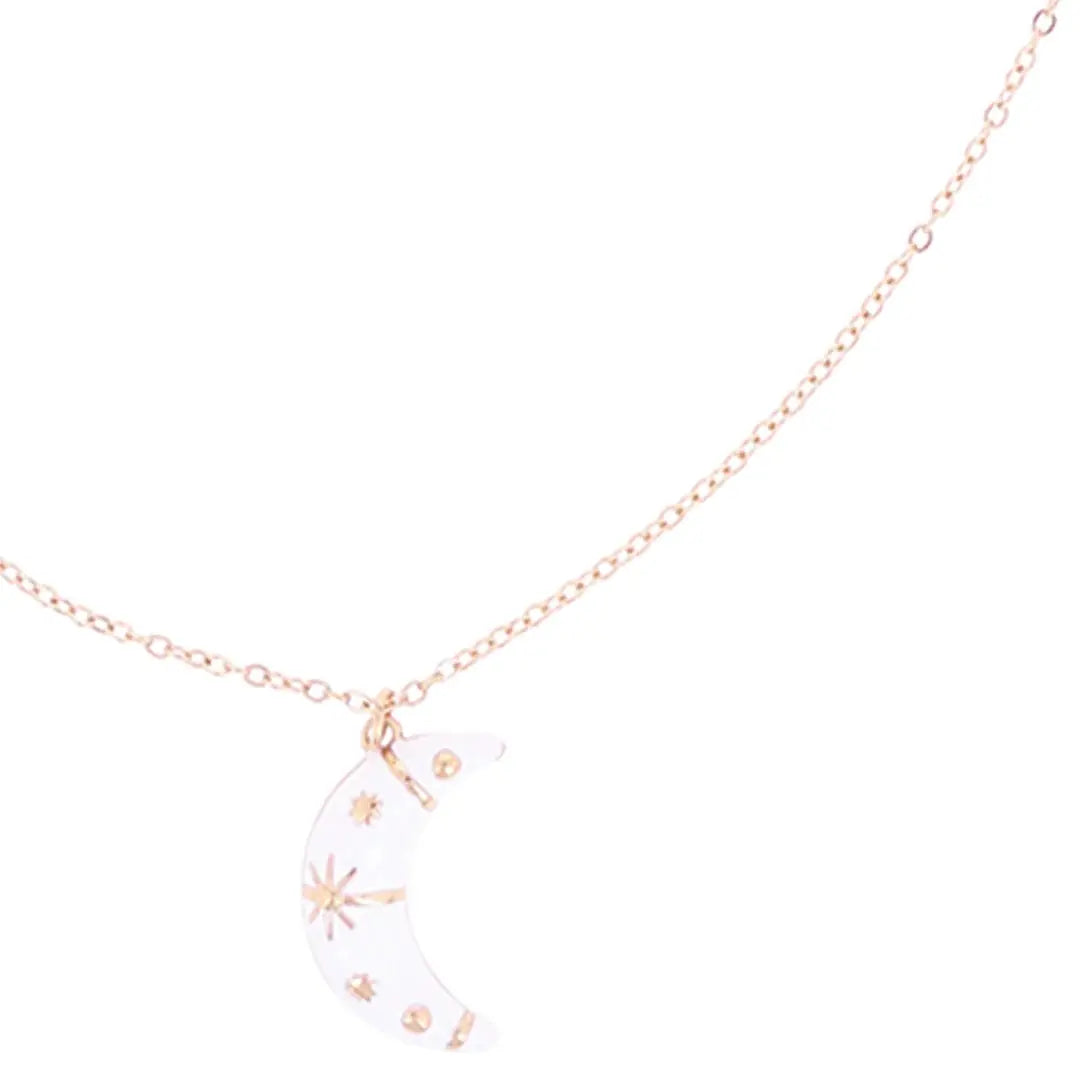 OOZOO Jewellery SN-2032 Κολιέ Moon από Ροζ Επιχρυσωμένο Ατσάλι