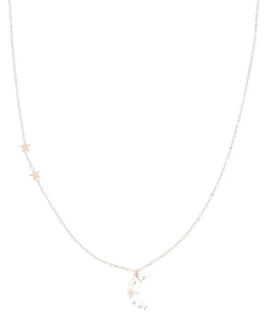 OOZOO Jewellery SN-2032 Κολιέ Moon από Ροζ Επιχρυσωμένο Ατσάλι