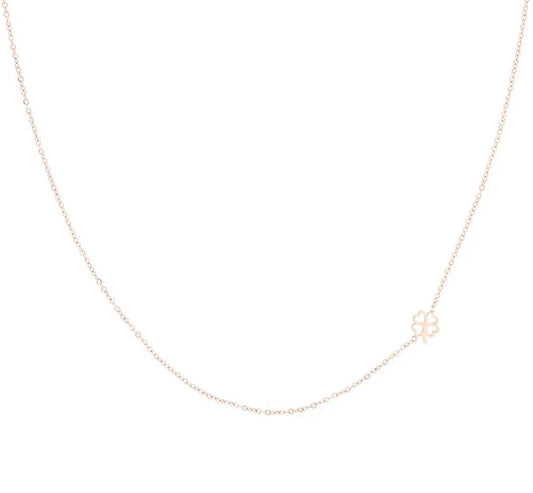 OOZOO Jewellery SN-2038 Κολιέ Clover από Ροζ Επιχρυσωμένο Ατσάλι