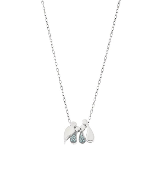 G2000CRW Family Necklace In Platinum Plated Silver With Zirconia