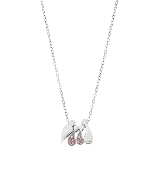 G2000CRW Family Necklace In Platinum Plated Silver With Zirconia