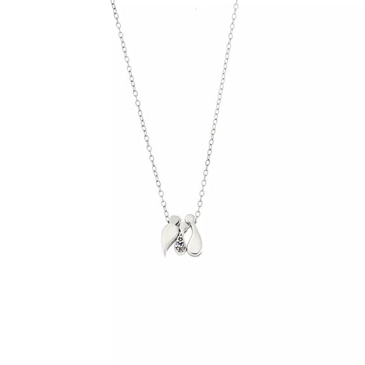 G2000CRW Family Necklace In Platinum Plated Silver With Zirconia