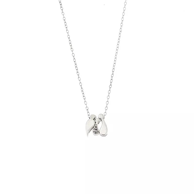G2000CRW Family Necklace In Platinum Plated Silver With Zirconia