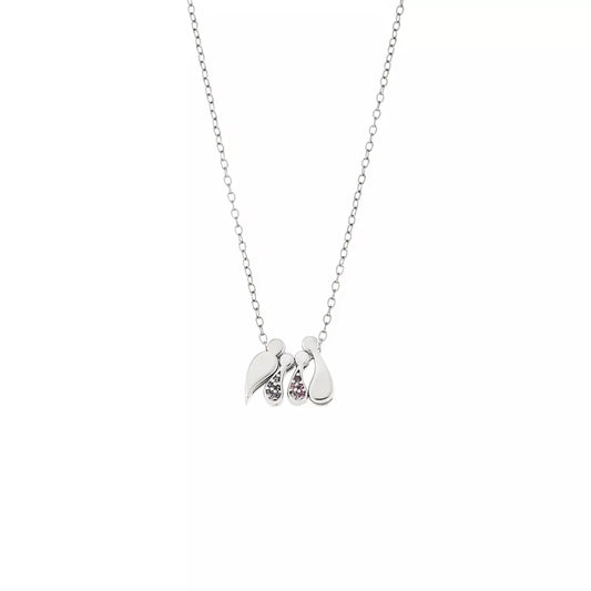 G2000CRW Family Necklace In Platinum Plated Silver With Zirconia