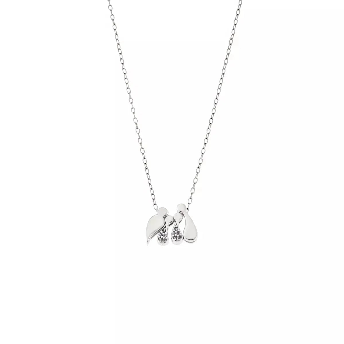 G2000CRW Family Necklace In Platinum Plated Silver With Zirconia