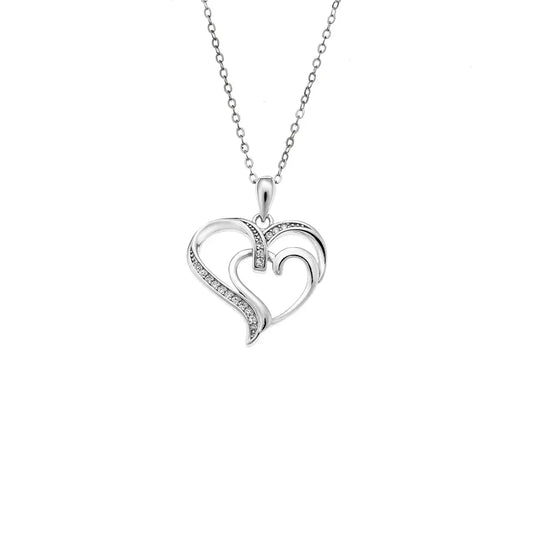 Κολιέ SSR4309SR Καρδιά Από Επιπλατινωμένο Ασήμι με Ζιργκόν