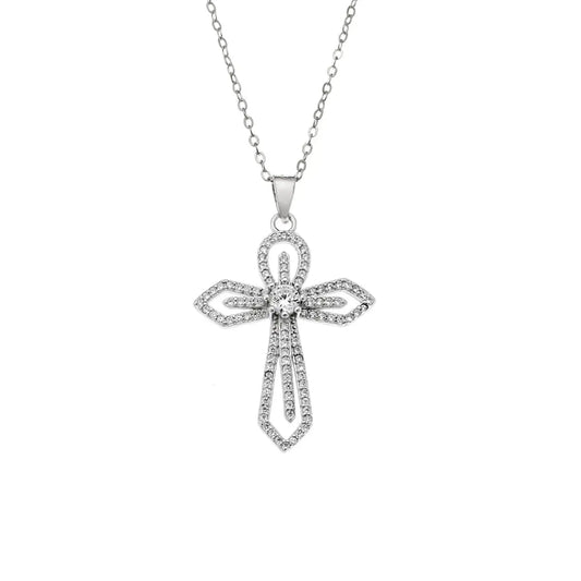 Κολιέ SSR4406SR Σταυρός Από Επιπλατινωμένο  Ασήμι με Ζιργκόν