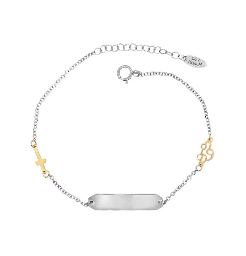Ταυτότητα TAY102 με Σταυρό από Ασήμι και Χρυσό 9ct Goldy