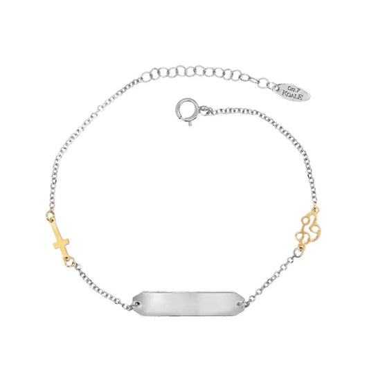 Ταυτότητα TAY102 με Σταυρό από Ασήμι και Χρυσό 9ct