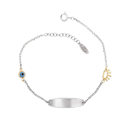 Ταυτότητα TAY109 με Κορώνα από Ασήμι και Χρυσό 9ct