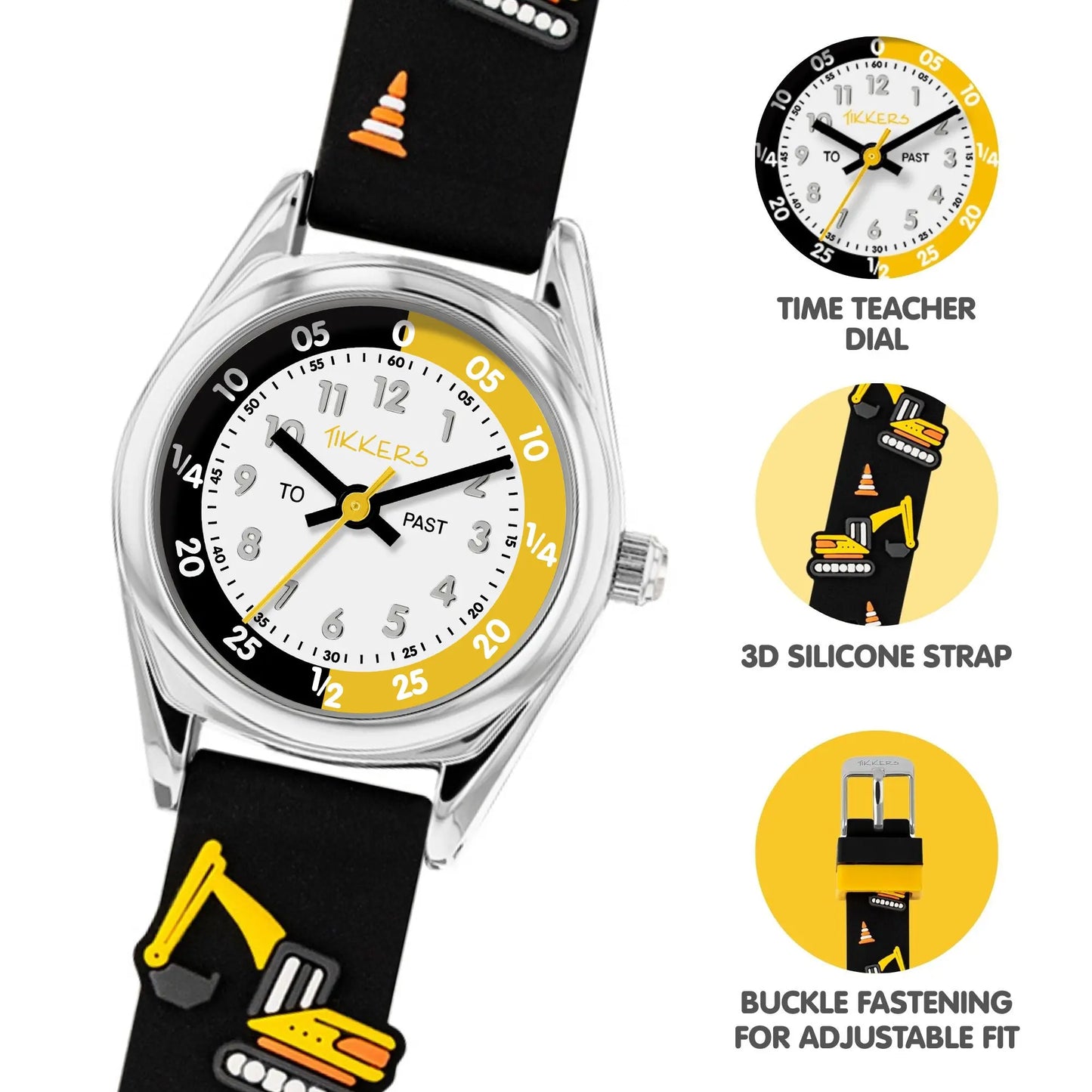 Tikkers TK0213 Kids Collection Black Silicon Strap