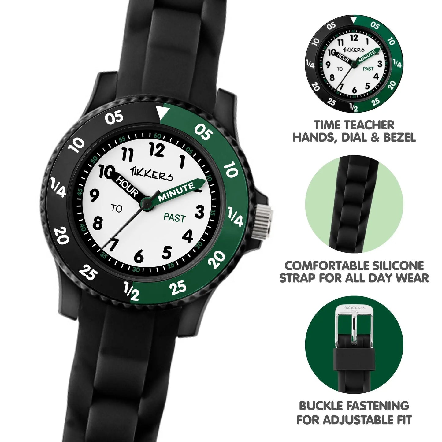 Tikkers TK0215 Kids Collection Black Silicon Strap