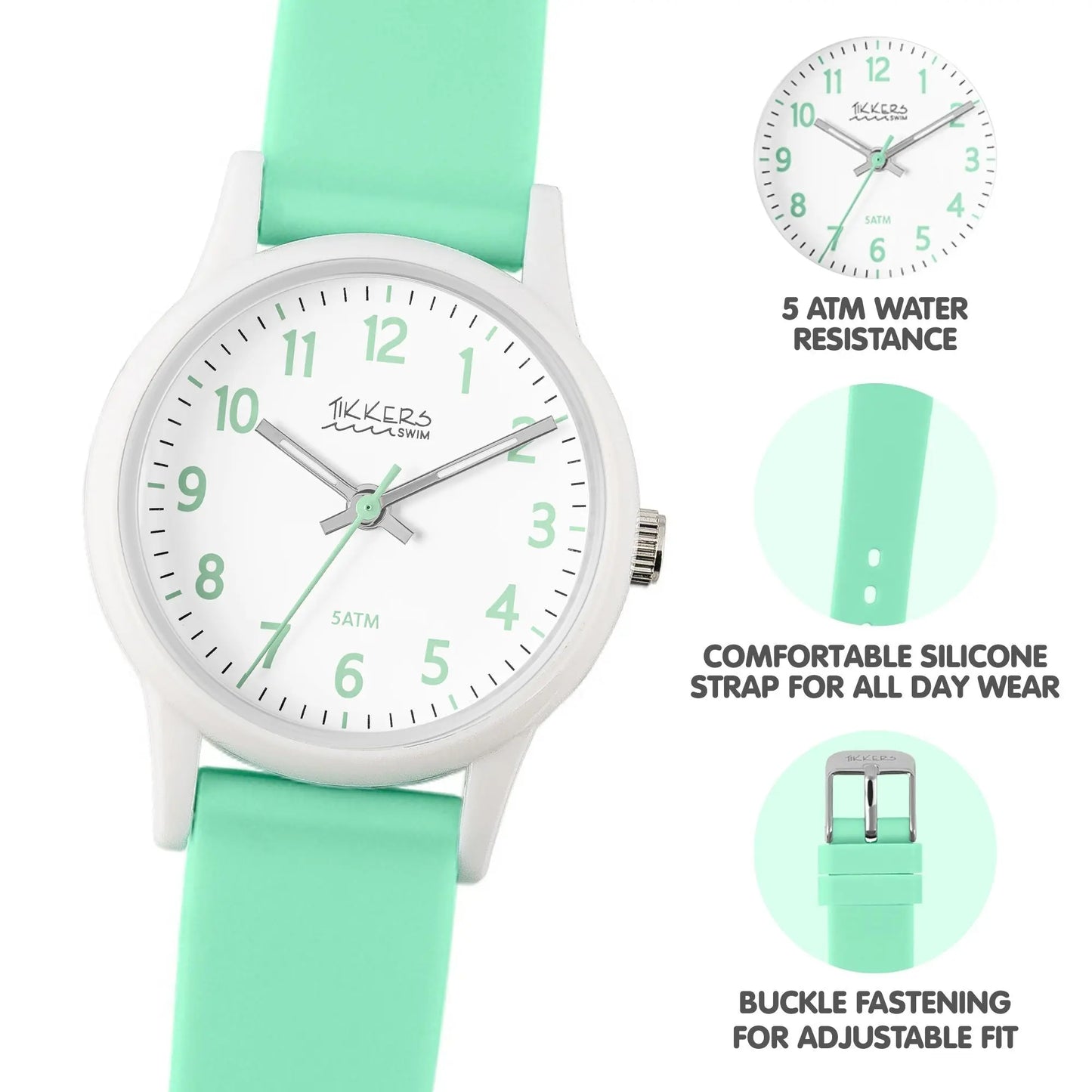 Tikkers TK0220 Kids Swim Collection Green Silicon Strap