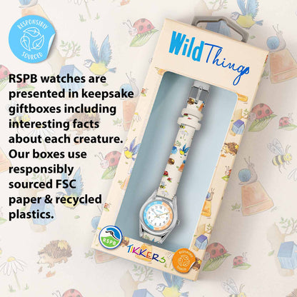 Tikkers TKRSPB06 Kids RSPB Wild Things Printed Leather Strap