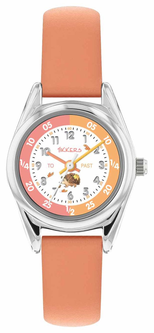 Tikkers TKRSPB07 Kids RSPB Hedgehog Coral Leather Strap