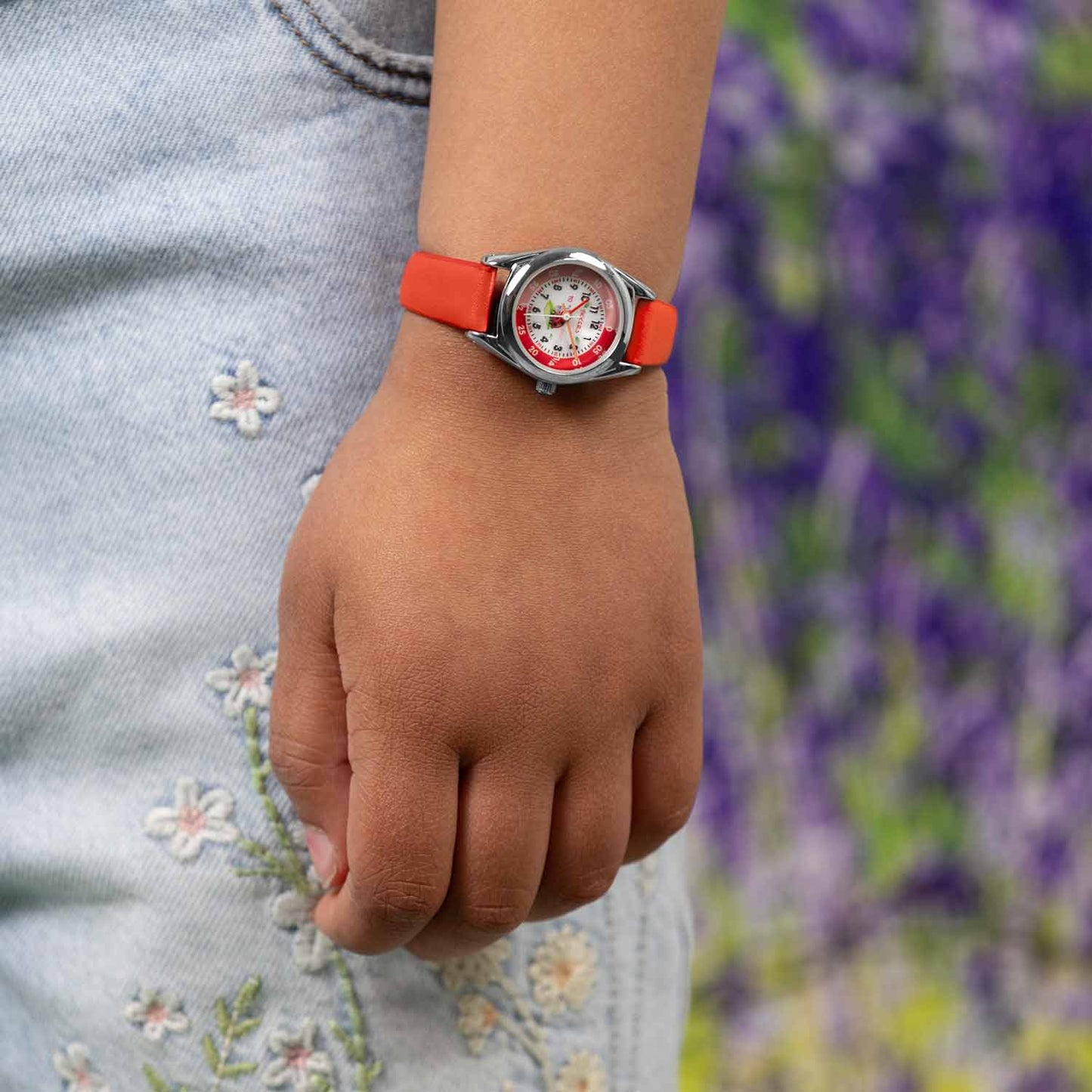 Tikkers TKRSPB08 Kids RSPB Ladybird Red Leather Strap