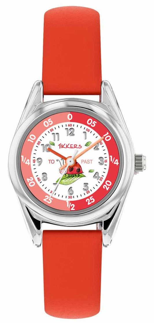 Tikkers TKRSPB08 Kids RSPB Ladybird Red Leather Strap