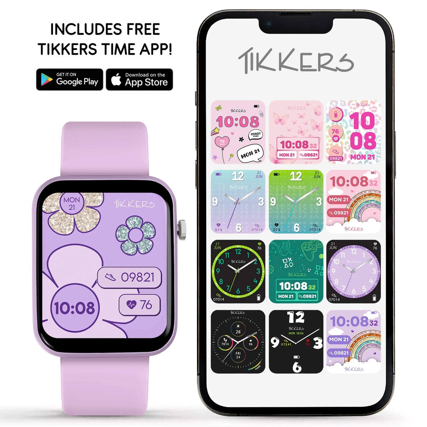 Tikkers TKS13-0029-SET Kids Smartwatch Purple Silicon Strap