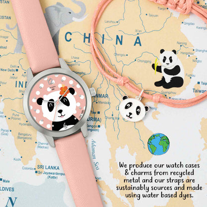 Tikkers TKWWF002-SET Kids WWF Gift Set Pink Leather Strap