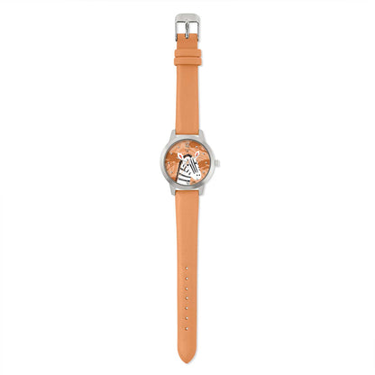 Tikkers TKWWF006 Kids WWF Zebra Orange Leather Strap