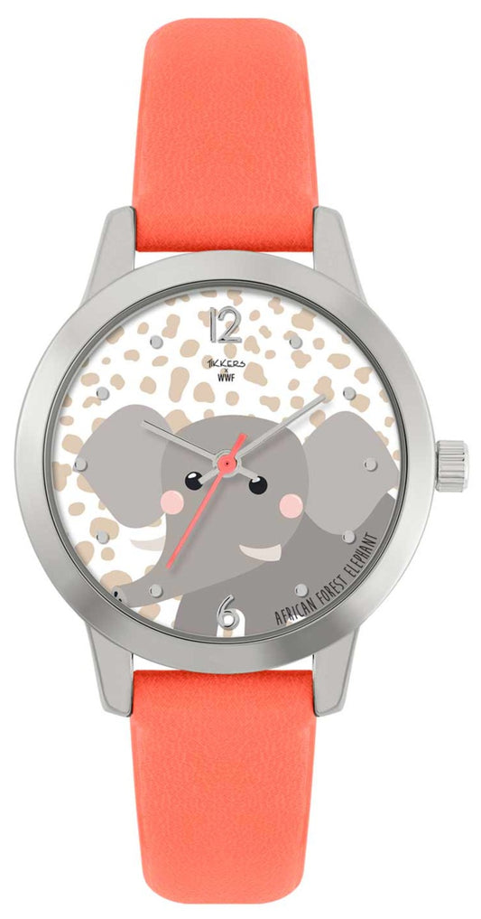 Tikkers TKWWF007 Kids WWF Elephant Orange Leather Strap